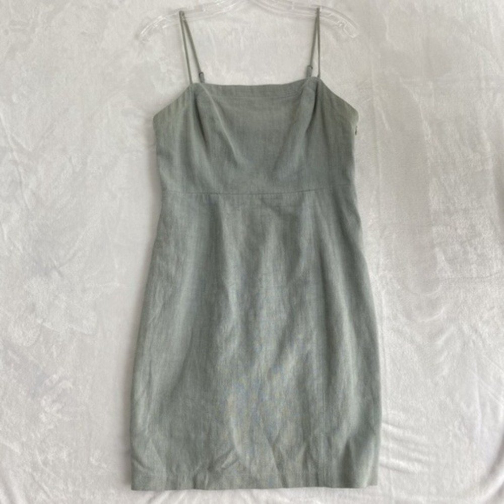 ASTR The Label Mini Dress Women Sz M Sage Green 90% Linen 10% Cotton - Picture 3 of 9
